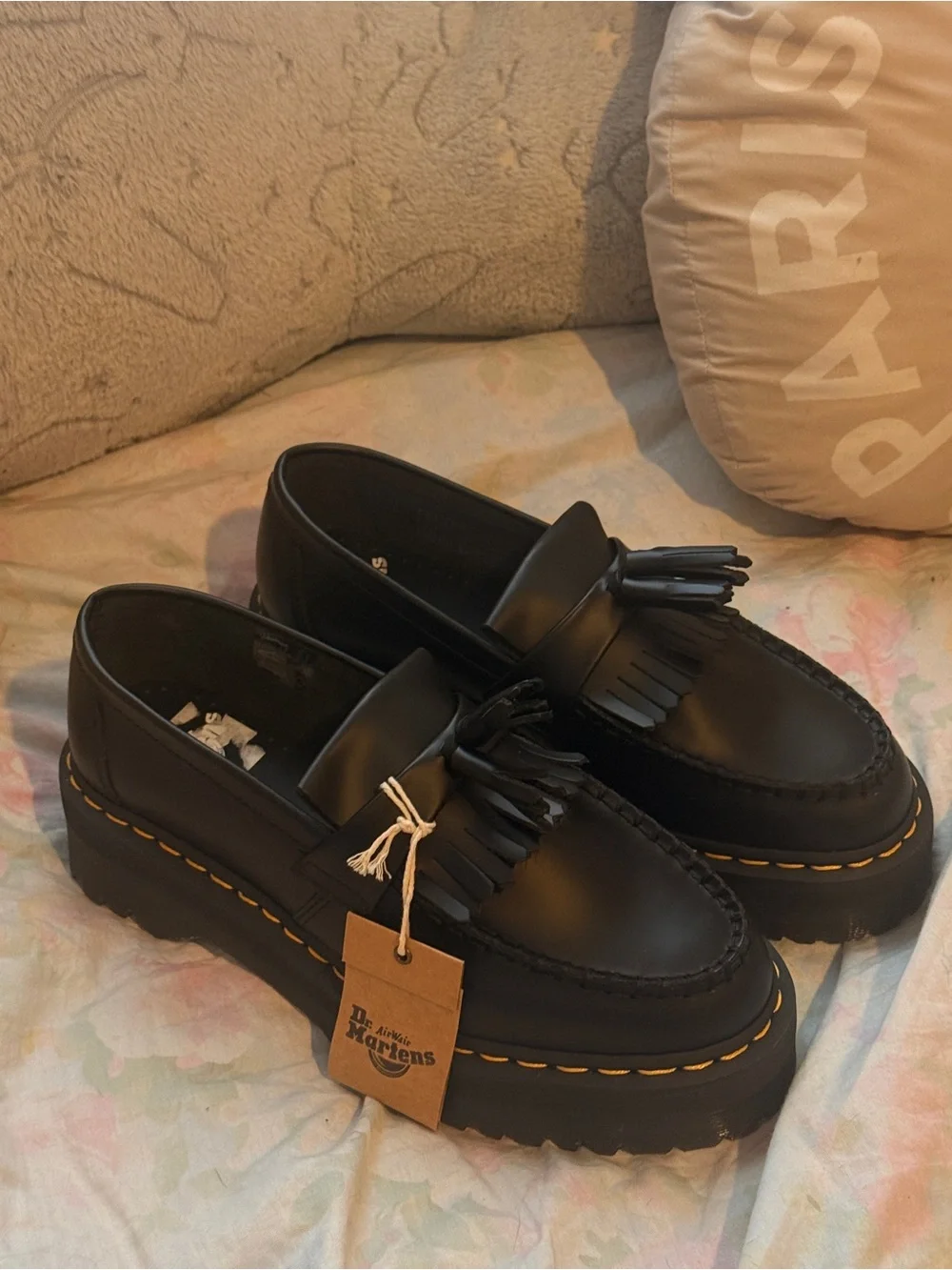Dr. Martens Black Tassel Kiltie Platform Loafers